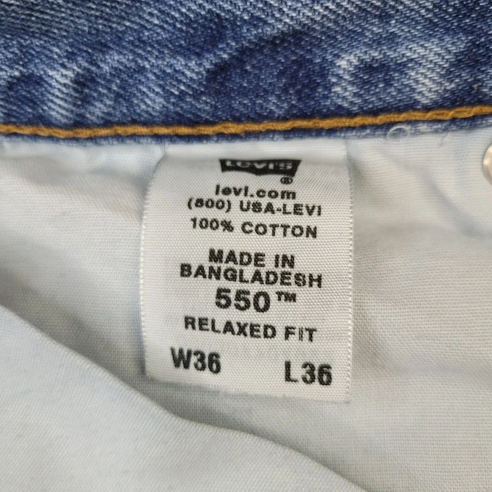 Levi's 550 Jeans Mens 36x34 (Tag 36x36)‎ Blue Denim Relaxed Straight Vintage Y2K